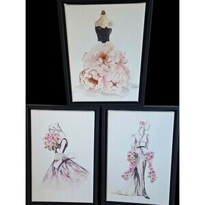 Carol Robinson Floral Fashion Framed Canvas Set - 3 Piece Wall Art